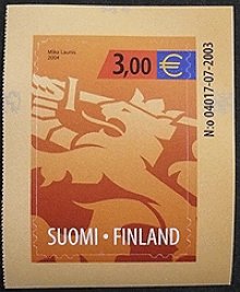 他の写真2: フィンランド切手　2002年　フィンランドの紋章のライオン　青　1種