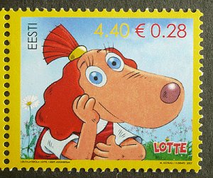 画像1: エストニア切手 2007年 アニメ 犬　発明村のロッテ 1種