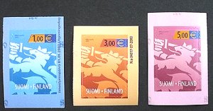 画像2: フィンランド切手　2002年　フィンランドの紋章のライオン　青　1種
