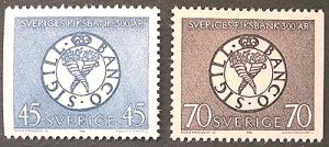 画像1: スウェーデン 1968年国立銀行300年　切手