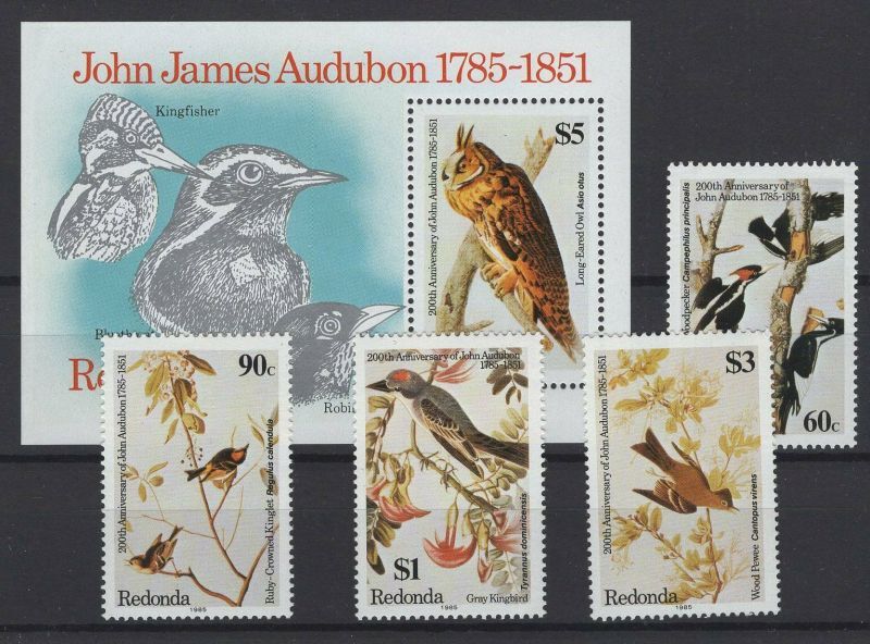 レドンダ島切手 1985年 オーデュボン 生誕200年 鳥 他入荷です!