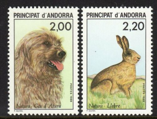 アンドラ切手 1988年 ピレニアン・シープドッグ ヤブノウサギ 2種 - すてきな郵便屋さんciel
