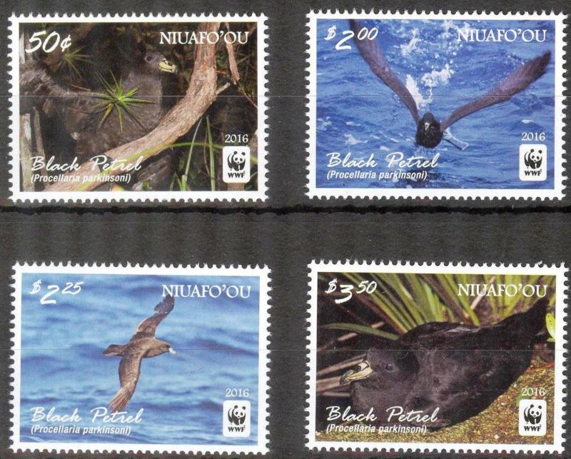ニウアフォオウ島切手　2016年　WWF　鳥　クロミズナギドリ　4種