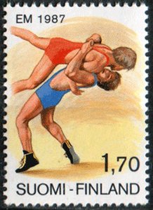 画像1: フィンランド切手　1987年　スポーツ　レスリング　欧州選手権 (1)