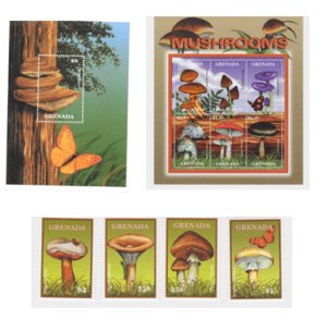 画像1: グレナダ切手　2000年　　キノコ　　小型　シート　コレクション　セット (1)