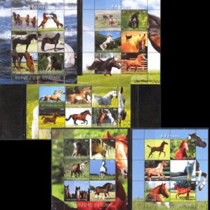 画像1: コンゴ共和国切手　　2012年　馬　小型シート　コレクション (1)