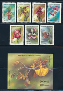 画像1: マダガスカル切手　1993年　花　ユリ　8種　小型シート (1)