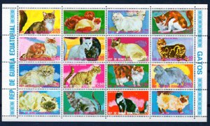 画像1: 赤道ギニア切手　ネコ　16種　シート (1)