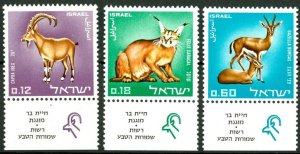 画像1: イスラエル切手　1967年　自然保護区　ヌビアアイベックス　ドルカスガゼル　カラカル　3種 (1)