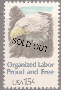 画像1: アメリカ切手 1980年　アメリカハクトウワシ　組織労働　1種 (1)
