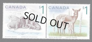 画像1: カナダ切手　1991年　動物　オジロジカ　2種 (1)