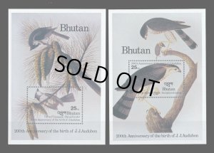 画像1: ブータン切手  1985年　鳥　オーデュボン　小型シート　セット (1)