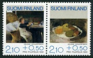 画像1: フィンランド切手　1991年フィンランド画家　ヘリーン・シュイェルフベック2種 (1)