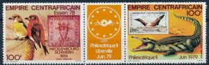 画像1: 中央アフリカ切手　1978年　切手展　鳥　ワニ　2種 (1)
