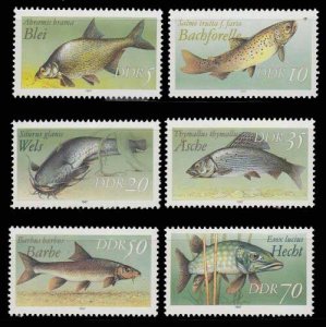 画像1: 東ドイツ　DDR切手 1987年 　魚　淡水魚　ブリーム　6種 (1)