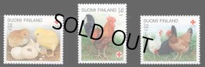 画像1: フィンランド切手　1996年　ひよこ　鶏　赤十字　寄付金付き　3種 (1)