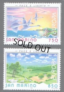 画像1: サンマリノ切手　1995年　ヨーロッパ C.E.P.T　鳥　平和と自由　2種 (1)