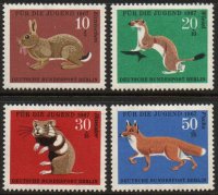 画像1: ドイツ　ベルリン切手 1967年　青少年福祉　アカギツネ　4種