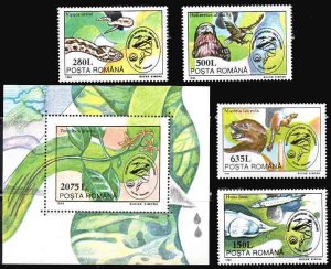 画像1: ルーマニア切手　1994年　ドナウデルタの保護　オジロワシ　動物　植物　5種 (1)