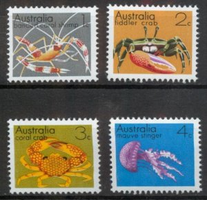 画像1: オーストラリア切手　1973年　海洋生物　甲殻類　カニ　4種 (1)