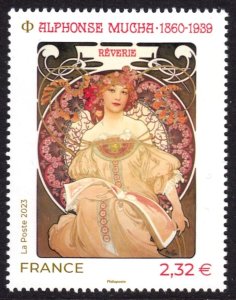 画像1: フランス切手 2023年　絵画　ミュシャ　1種 (1)