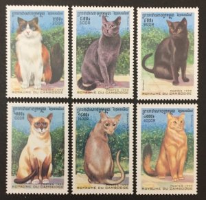 画像1: カンボジア切手　1999年　ネコ　ラグドール　6種 (1)