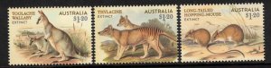 画像1: オーストラリア切手　2023年　動物　オーストラリアの絶滅した哺乳類　フクロオオカミ　3種 (1)