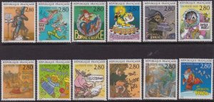 画像1: フランス切手　1993年　グリーティング　12種　コミック　アニメ　切手帳 (1)