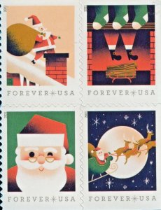画像1: アメリカ切手　2021年　クリスマス　サンタクロース　4種 (1)