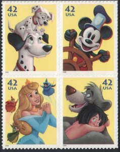 画像1: アメリカ切手　2008年　ディズニー　キャラクター　4種 (1)