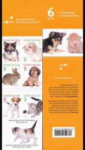 画像1: フィンランド切手 2012年 動物の赤ちゃん　ネコ　うさぎ　犬　6種  【切手帳】 (1)