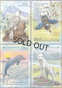 画像1: ロシア切手　2024年　ロシア自然保護協会、創立100周年　鳥　シロハヤブサ　4種 (1)