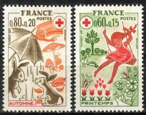 画像1: フランス切手　1975年　赤十字　2種 (1)