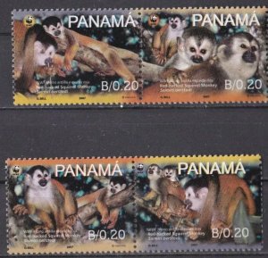 画像1: パナマ切手　2007年　WWF　動物　セアカリスザル　4種 (1)