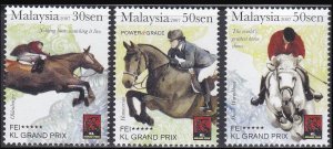 画像1: マレーシア切手　2007年　馬　クアラルンプール馬術グランプリ　3種 (1)