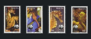画像1: マルタ切手　2002年　WWF 地中海タツノオトシゴ　4種 (1)