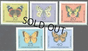 画像1: 東ドイツ DDR切手 1964年　蝶 　5種 (1)