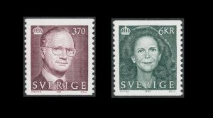 画像1: スウェーデン切手 　1995年　カール16世グスタフ国王とシルビア王妃（1995-97年）2種 (1)
