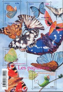 画像1: フランス切手　2010年　蝶　小型シート (1)