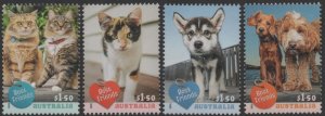 画像1: オーストラリア切手　2025年　ネコ　犬　ペット　4種 (1)