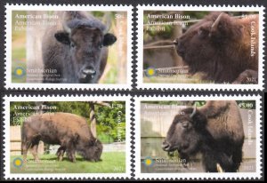 画像1: クック諸島切手　2021年　アメリカバイソン　動物　4種 (1)
