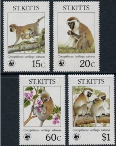 画像1: セントキッツ島切手　1986年　WWF　絶滅危惧種　サル　4種 (1)