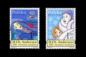 画像1: ポーランド切手　2005年　アンデルセン童話　リトル・マーメイド　雪の女王　2種 (1)