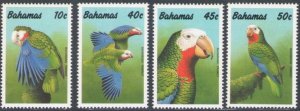 画像1: バハマ切手　1990年　鳥　バハマオウム　4種 (1)