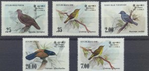 画像1: スリランカ切手　1983年　鳥　セイロンカノコモリバト　5種 (1)