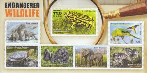 画像1: オーストラリア切手　2016年　絶滅危惧種の野生生物　オーストラリアヌマガメモドキ　コロボリーヒキガエルモドキ　7種　小型シート (1)
