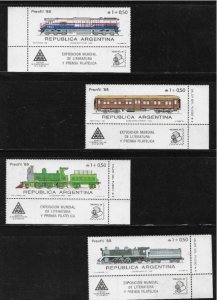 画像2: アルゼンチン切手　1988年　鉄道　4種 (2)