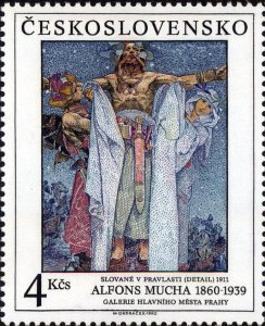 画像1: チェコスロバキア切手　1990年　絵画　ミュシャ　故郷のスラヴ人　1種 (1)