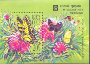 画像1: ロシア　旧ソ連切手　1991年　蝶　切手収集家協会　環境保護　1種 (1)