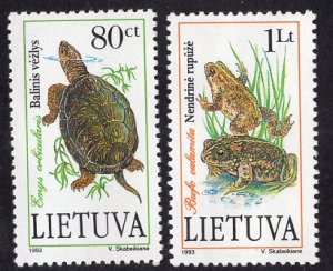 画像1: リトアニア切手 1993年　カエル　カメ　2種 (1)